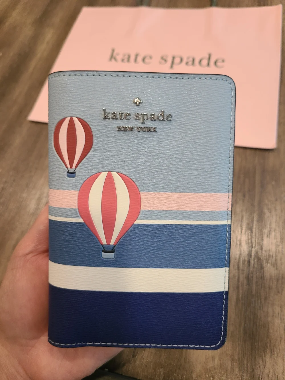 kate spade Hot Air Balloon Passport Wallet - Pink & Blue Stripe